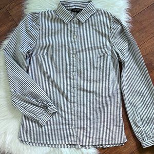 Express Black & White Striped Stretch Long Sleeve Blouse-Size S